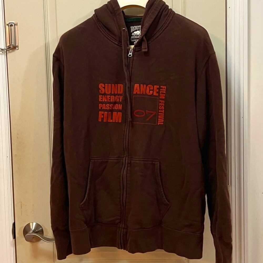 Roots Athletics Mens Size XXL 100% Cotton Vintage Zip Front Hoodie. Brown/Orange